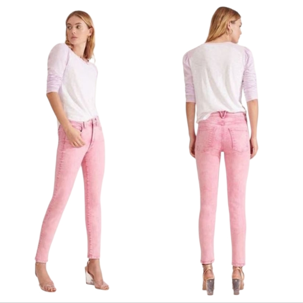 NWT VERONICA BEARD Kate High Rise Skinny Pink Acid Wash Denim Jeans 14 / 32 NEW